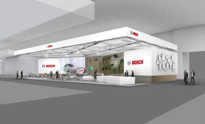 BOSCH Messestand Rendering als Perspektive von rechts
